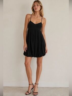 Club  Monaco Black Babydoll Silk Spaghetti Strap
Empire Waist Bubble 
Size 0